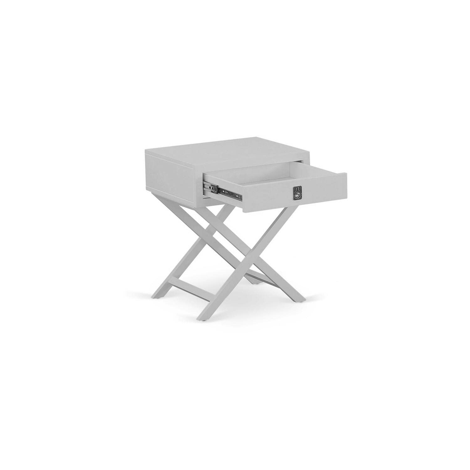 East West Furniture Hane14 One Pc Stunning Hamilton Side Table Bedroom With Drawer, 1-Pack, Grey Finish, Urban Gray